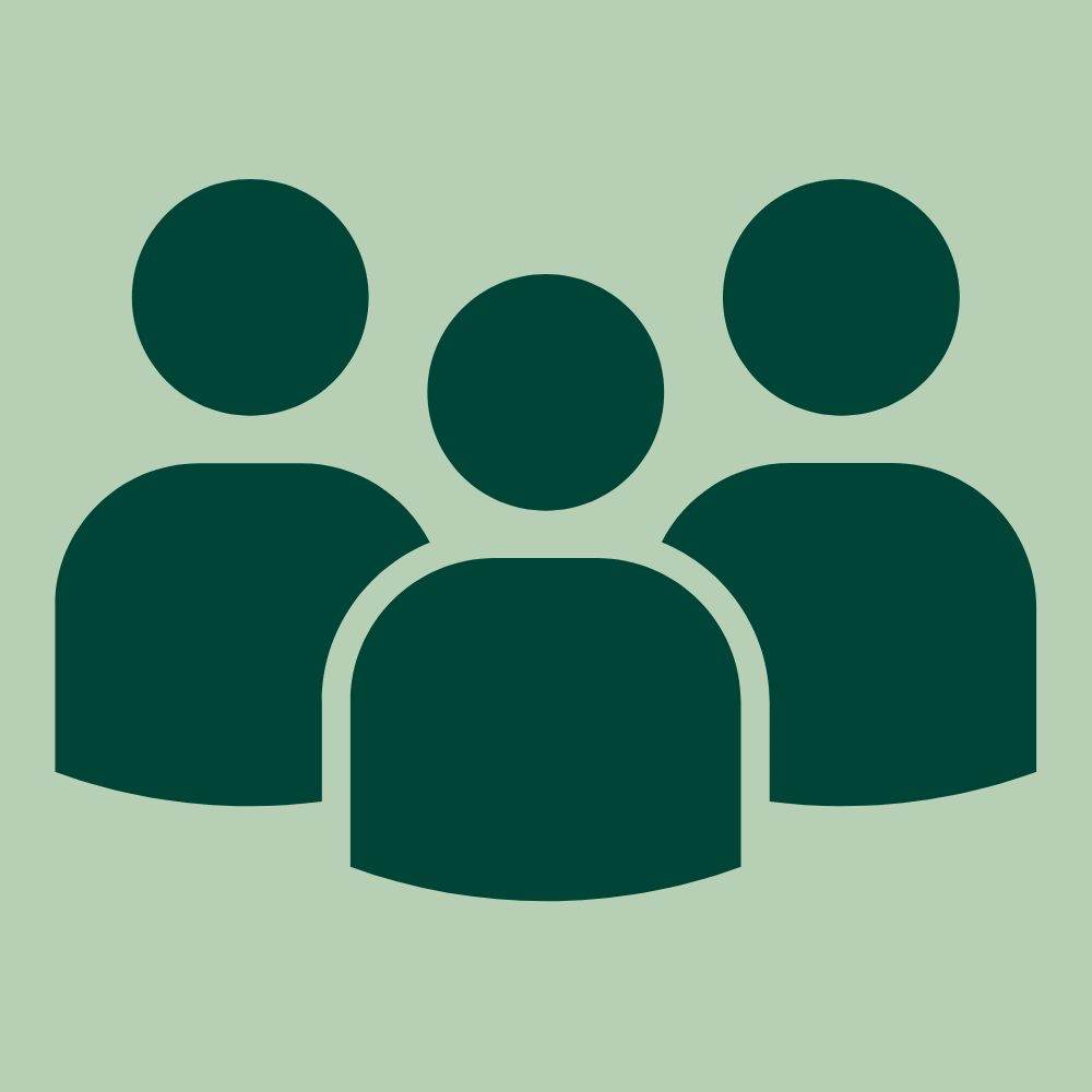 Three people gathered together icon