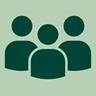Three people gathered together icon
