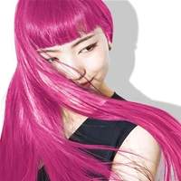 lady with pink shiny hair showing innovative products enhancing hair quality