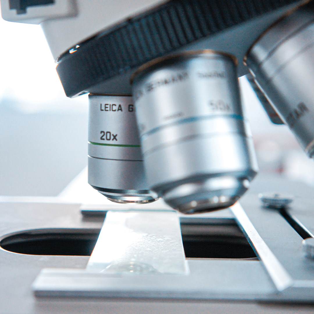 close up of microscope in a laboratory