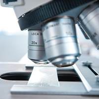 close up of microscope in a laboratory