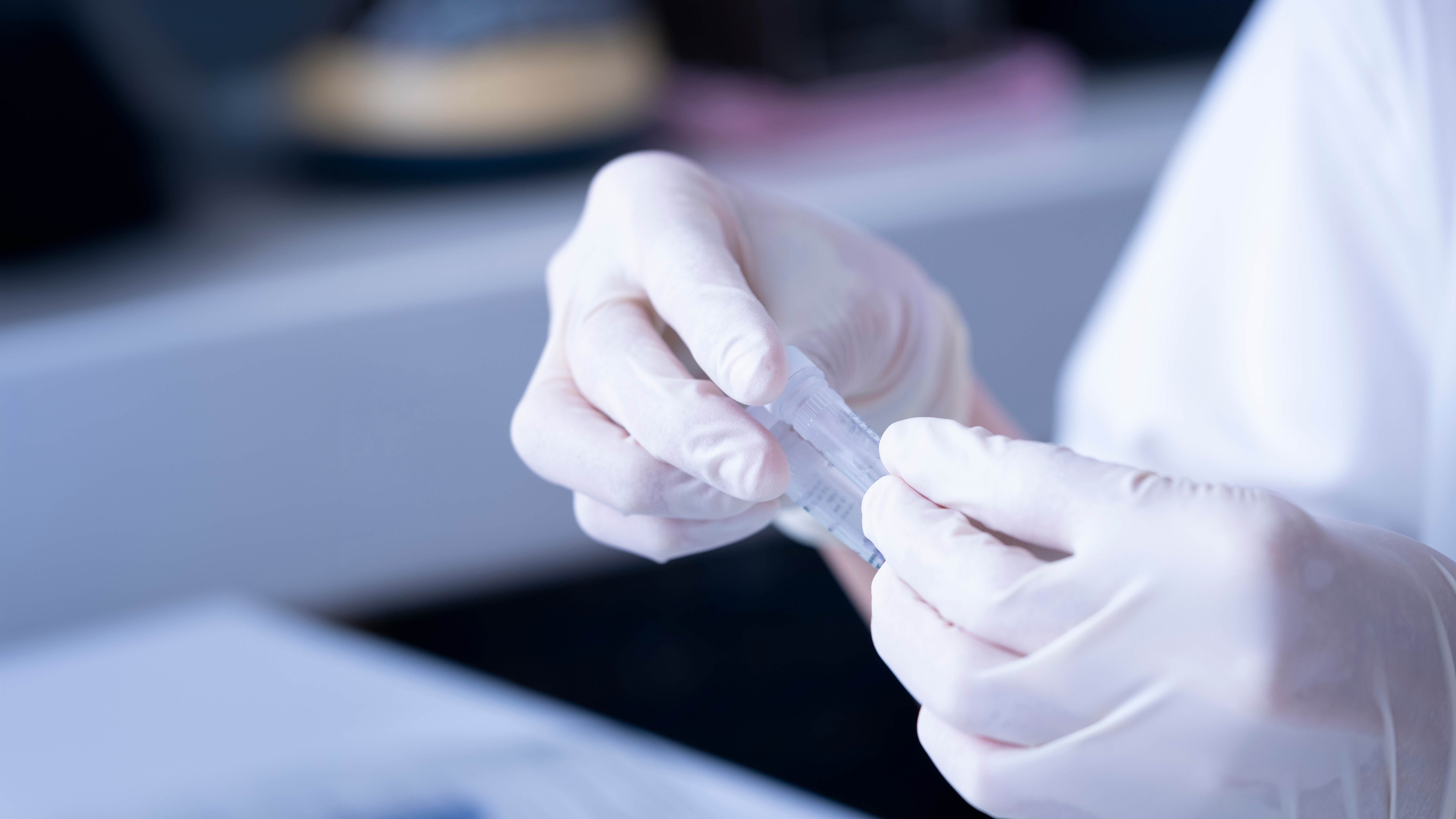 Scientist using Eppendorf consumables tube in the lab doing experiment for product