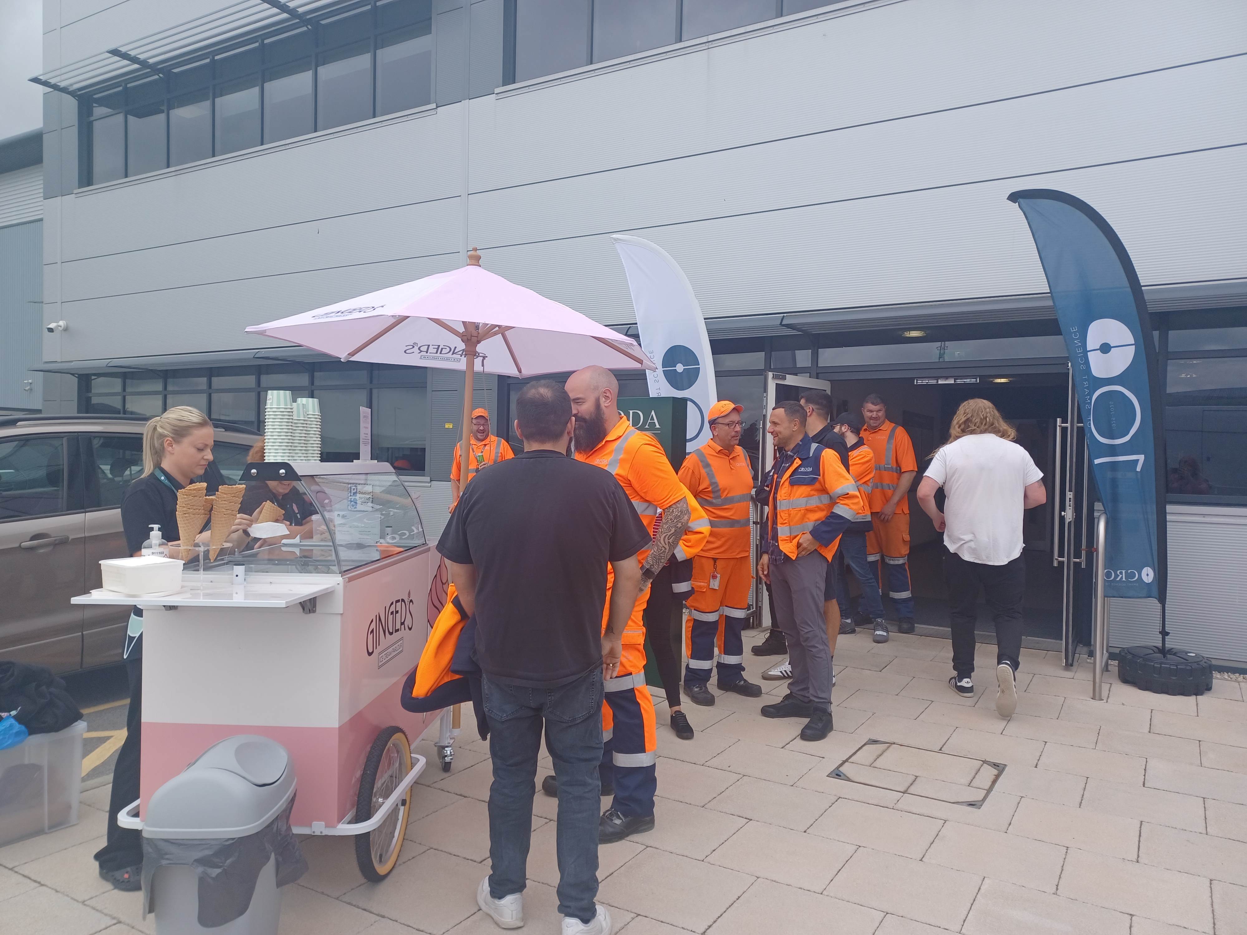 Croda 100 banners and employees