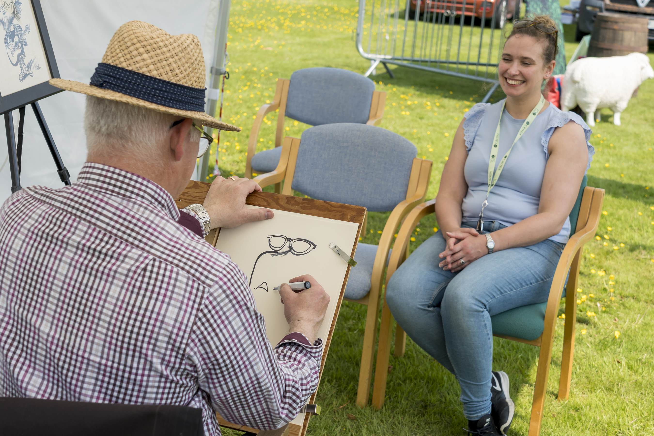 Croda employee having drawing done