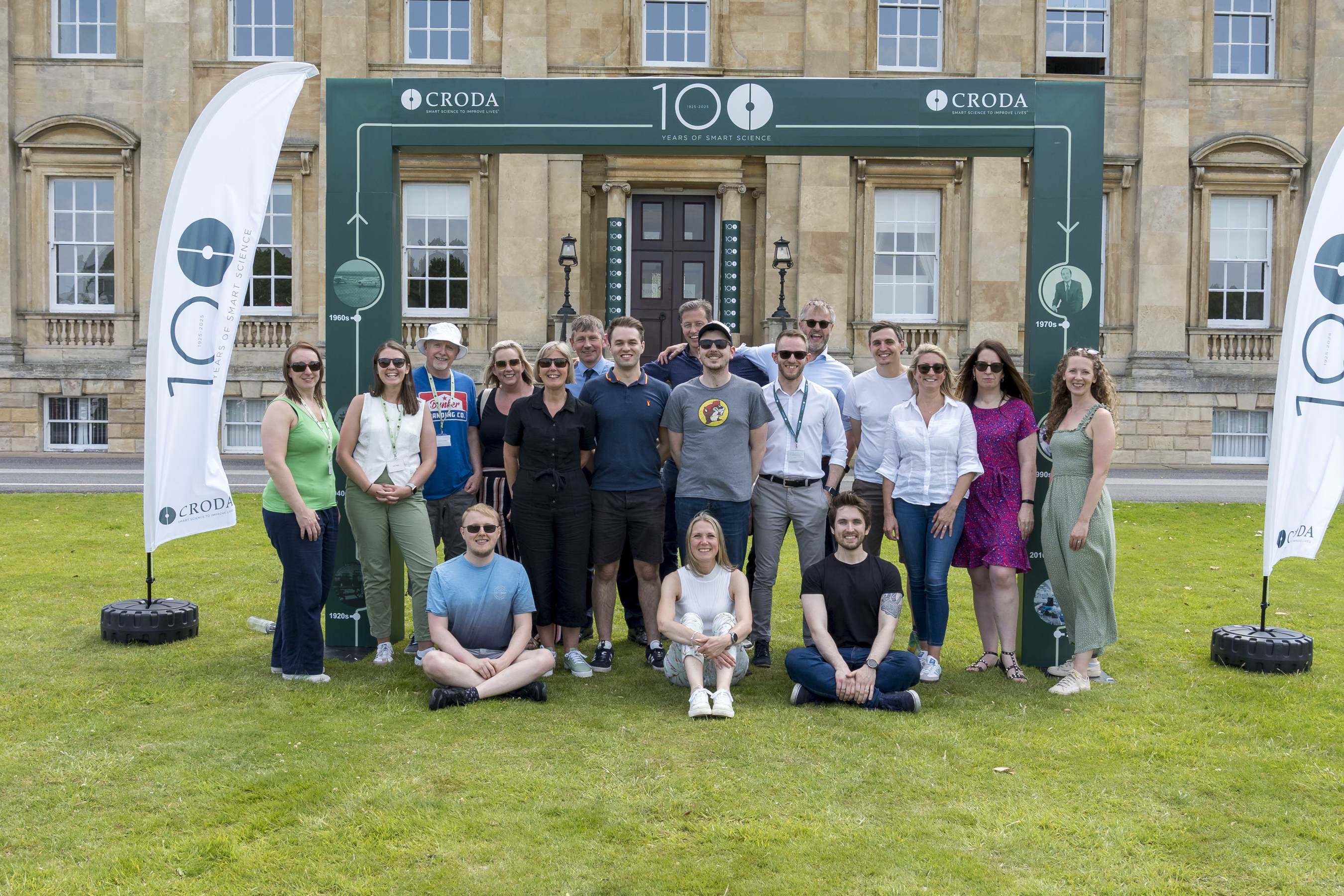 Croda employees in front of Cowick Hall