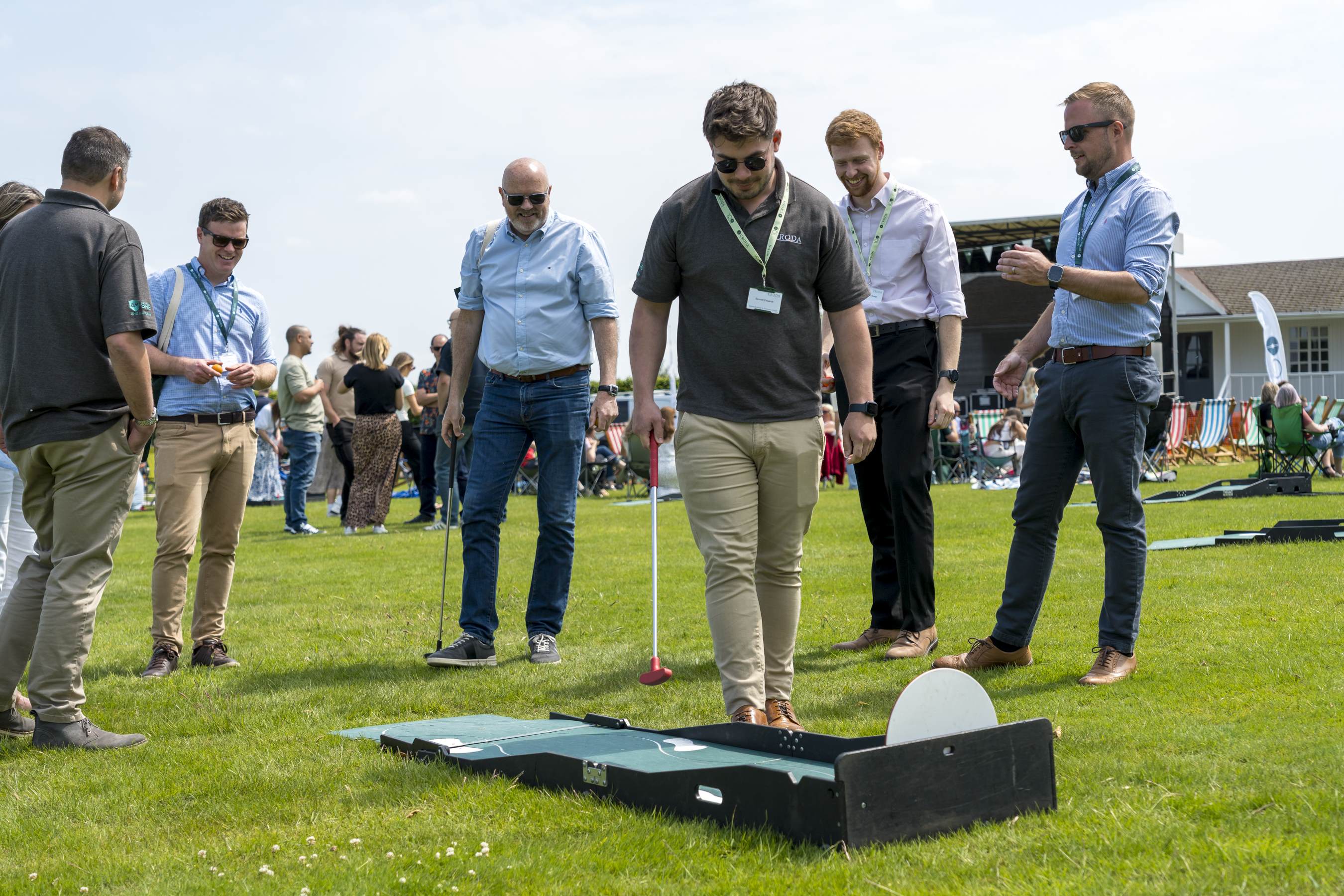 Croda centenary fun day employees playing crazy golf