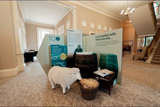 Exhibition space showing Croda's origins