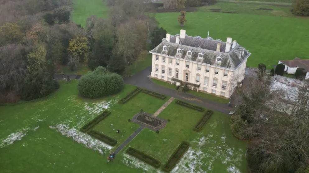 drone footage of Cowick Hall