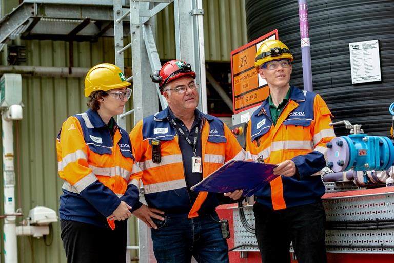 engineers looking across site