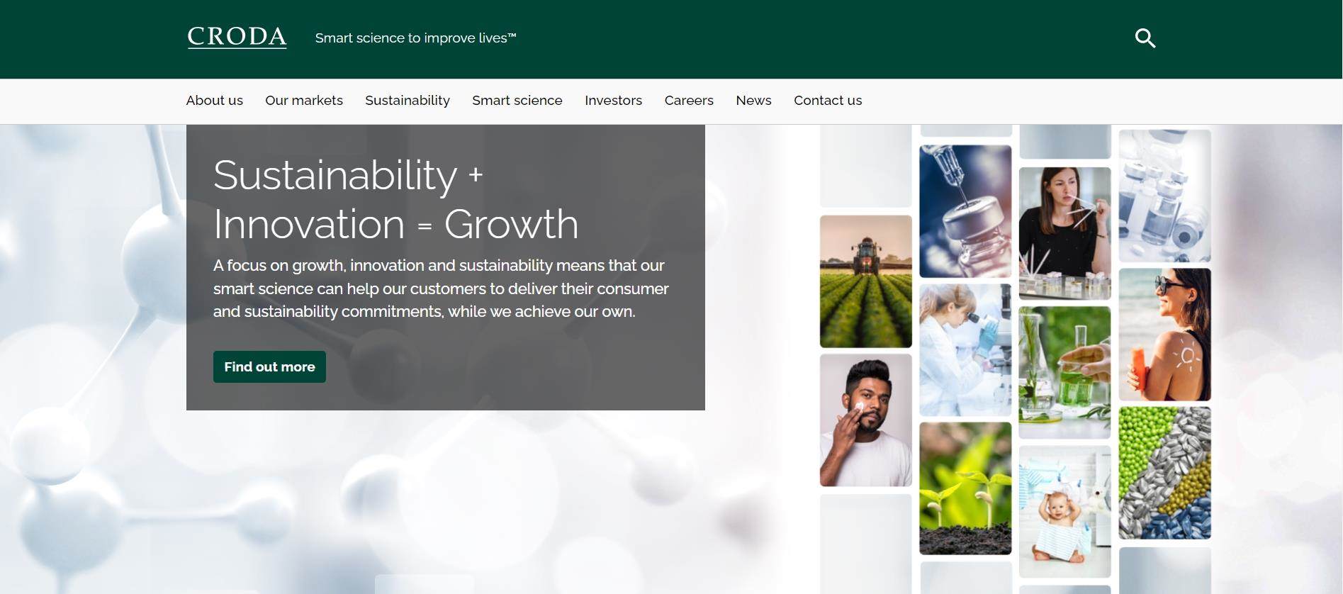 screenshot of website homepage