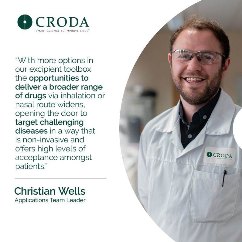 Croda branded template with a quote from Chris Wells and an image of him